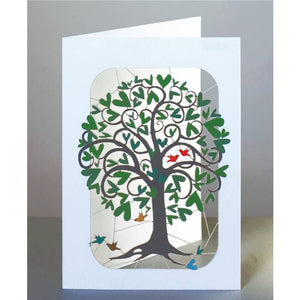 Forever laser cut Greeting Card - Green Heart Tree