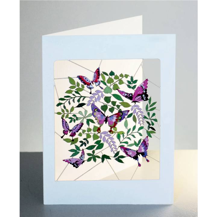 Forever 'laser cut Greeting Card -Butterflies And Green Leaves