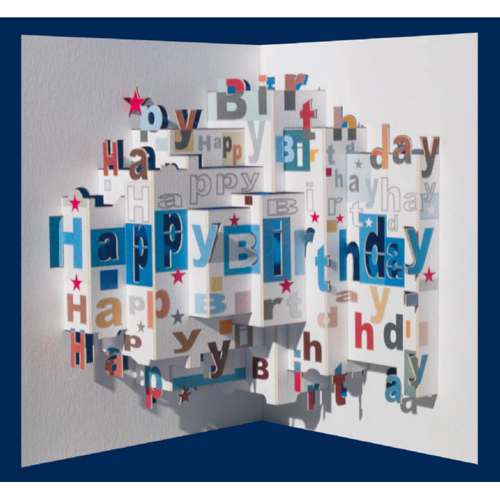 Forever POP UP card happy birthday blue