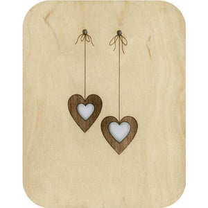 Forever Greeting Card -Wooden - Dangling Hearts