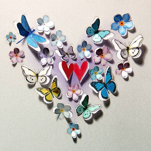 Forever 'push out' 3D sculpture effect Greeting Card - Heart with two little hearts