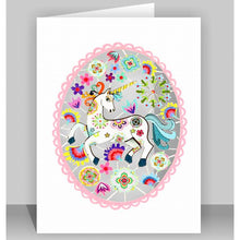 Load image into Gallery viewer, Forever laser cut Greeting Card -  Unicorn In A Pink Oval
