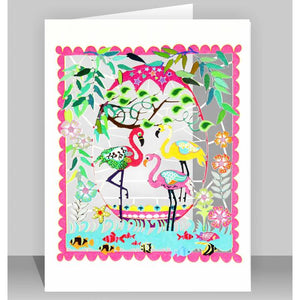 Forever laser cut Greeting Card -  Rollover images to enlarge big Three Flamingos