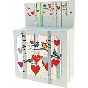 Forever laser cut Magic Box Greeting Card -Woodland Birds & Hearts