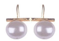 Large Pearl & Bronze Bar Earrings