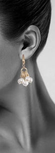 Bronze Multi Pearl Charm Hoop Earrings