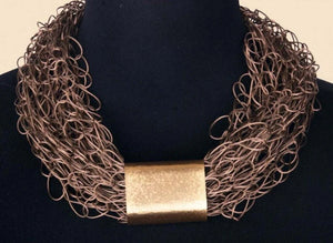 Bronze Woven Mesh Collar Necklace