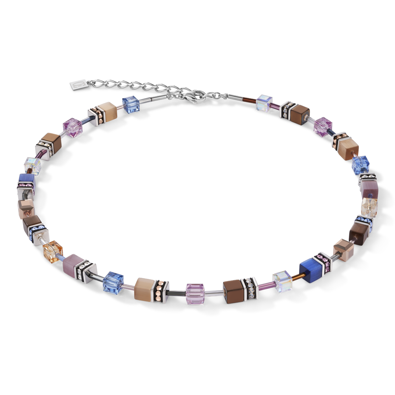 GeoCUBE® Necklace  blue-brown-lilac