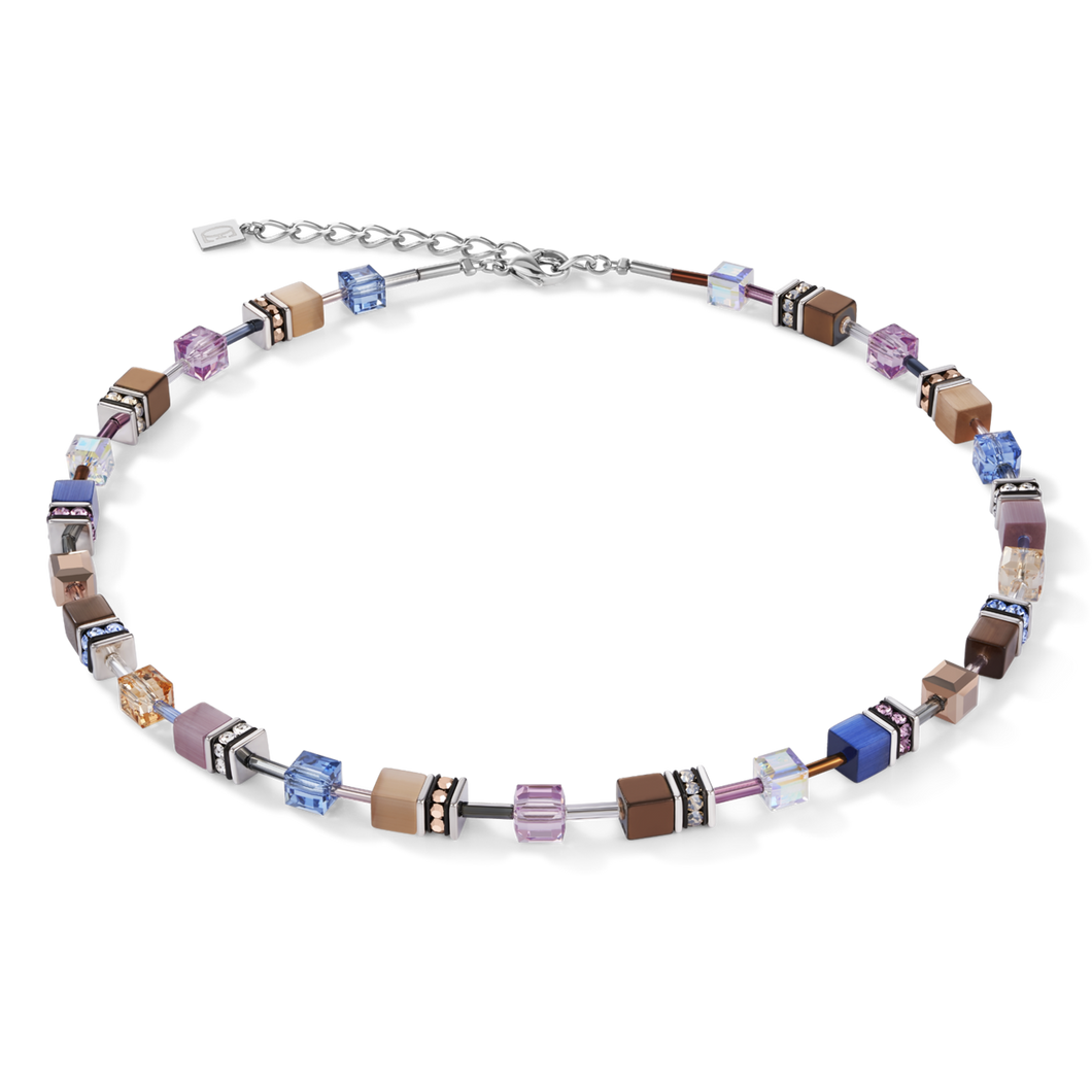 GeoCUBE® Necklace  blue-brown-lilac