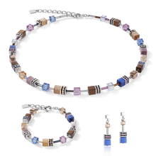 Load image into Gallery viewer, GeoCUBE® Necklace  blue-brown-lilac
