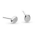 Kit Heath Coast Pebble Glisten Pavé Stud Earrings in polished sterling silver — teardrop pebble shape set with micropavé cubic zirconia stones, butterfly stud fitting
