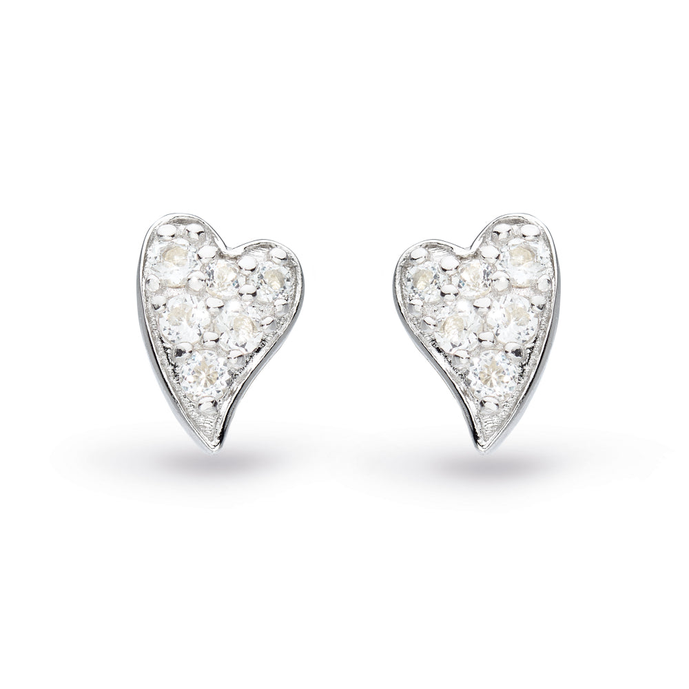 Kit Heath Desire Precious White Topaz Heart Stud Earrings