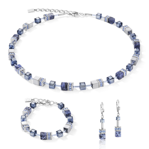 GeoCUBE® Earrings sodalite & haematite blue