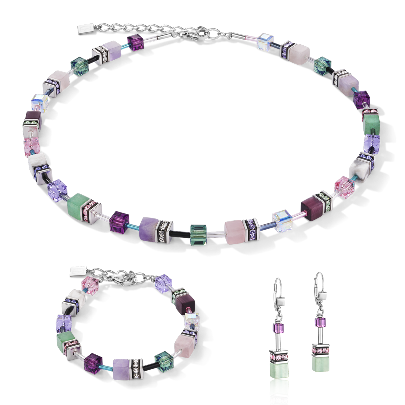 GeoCUBE® Necklace lilac - green