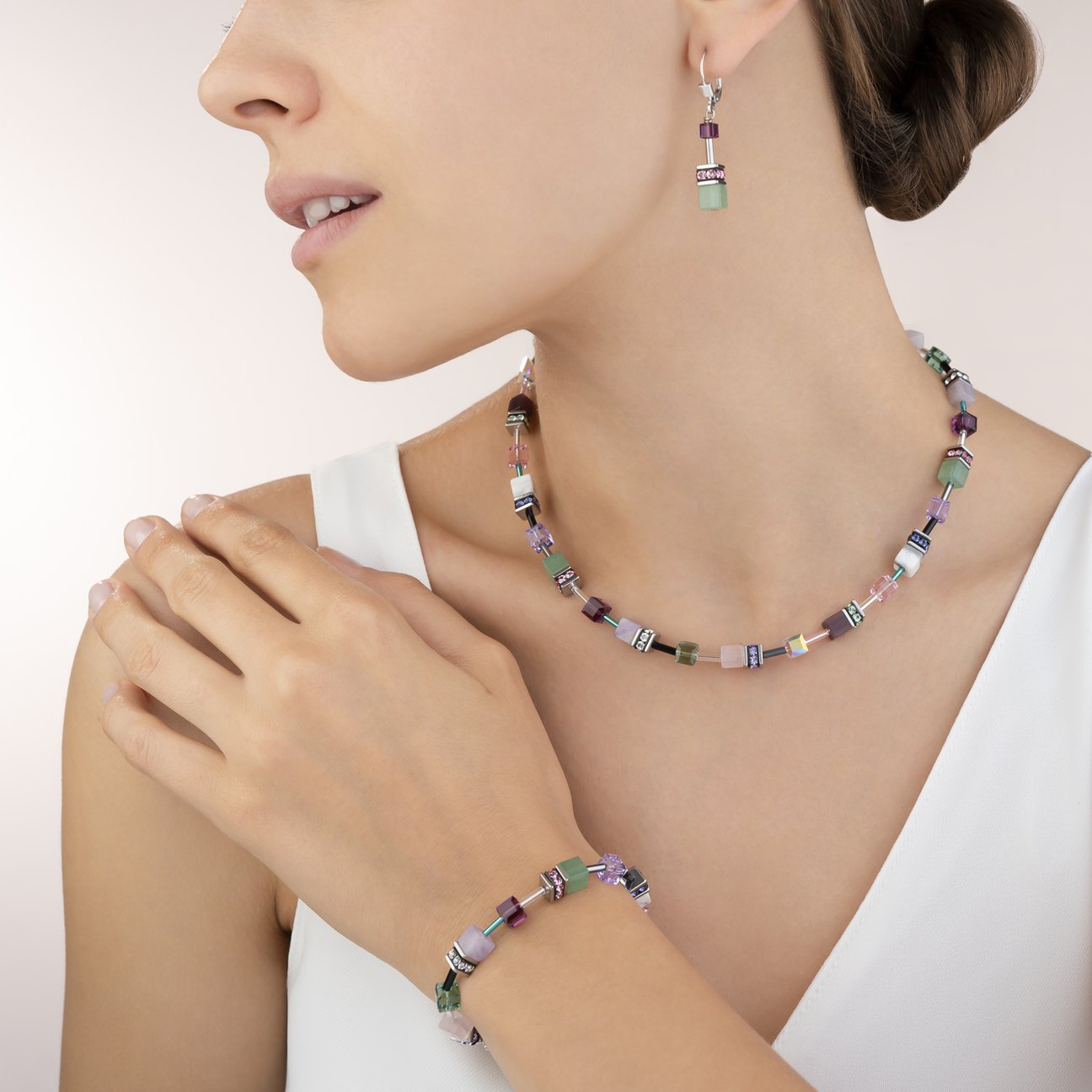 GeoCUBE® Necklace lilac - green