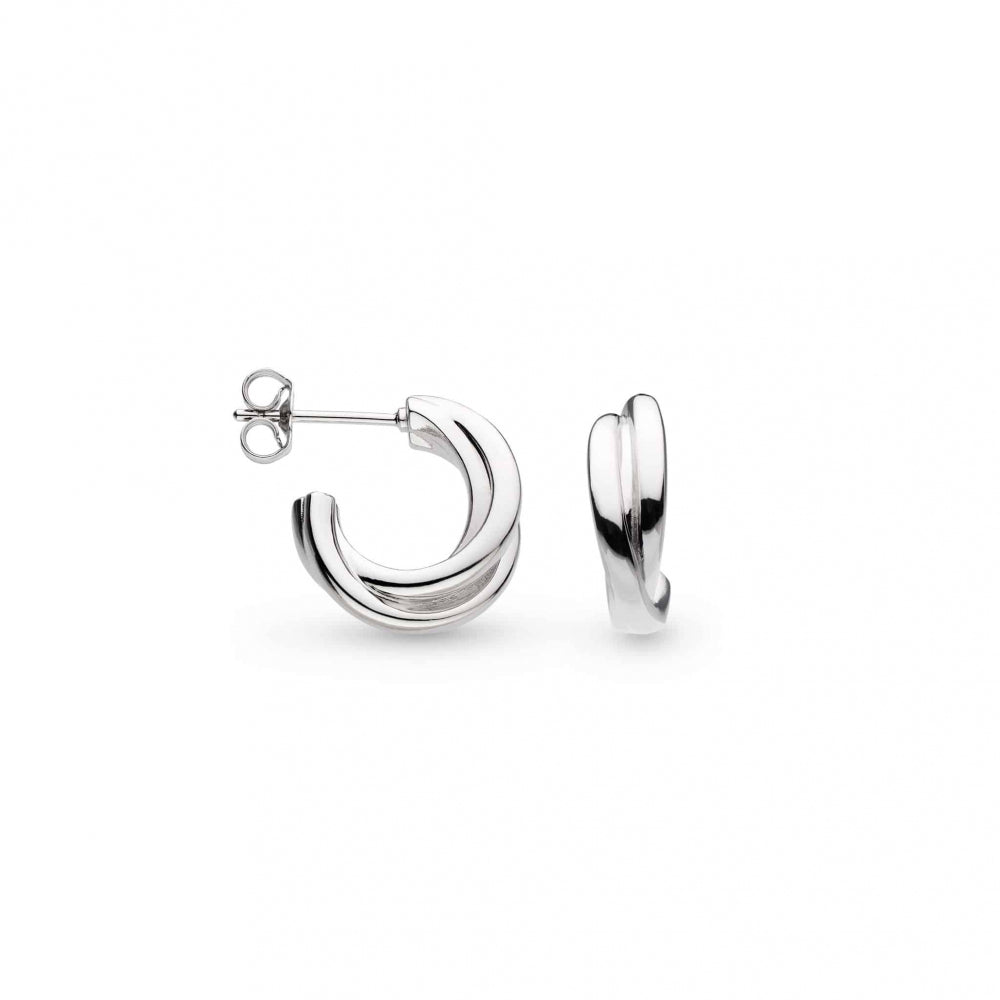 Kit Heath Bevel Trilogy Rhodium Plated Stud Earrings