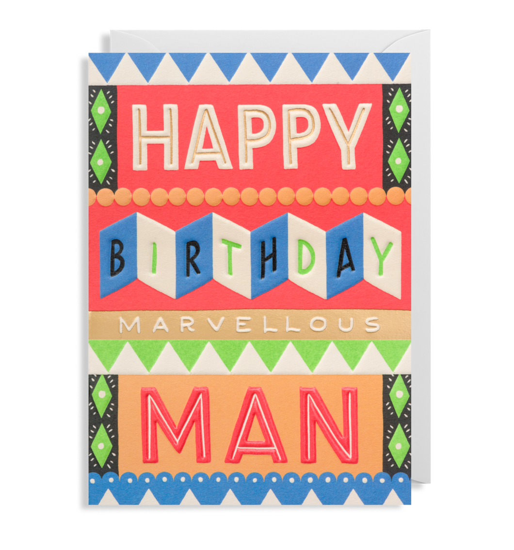 Happy Birthday Marvellous Man greeting card