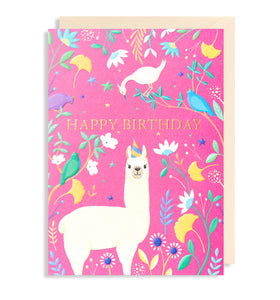 happy birthday lama  greeting card