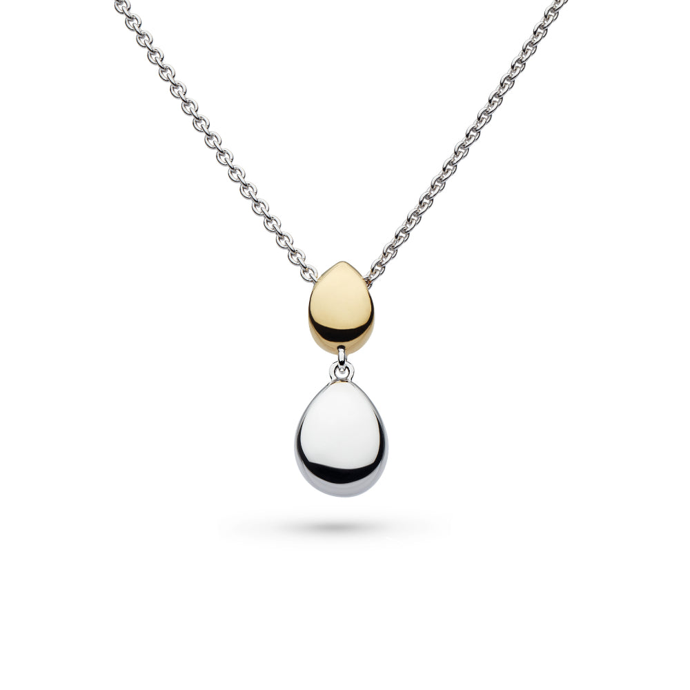 Kit Heath Coast Pebble Golden Double Droplet Necklace