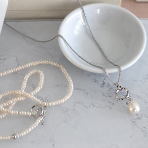 Revival Astoria Pearl Strand T-bar Necklace