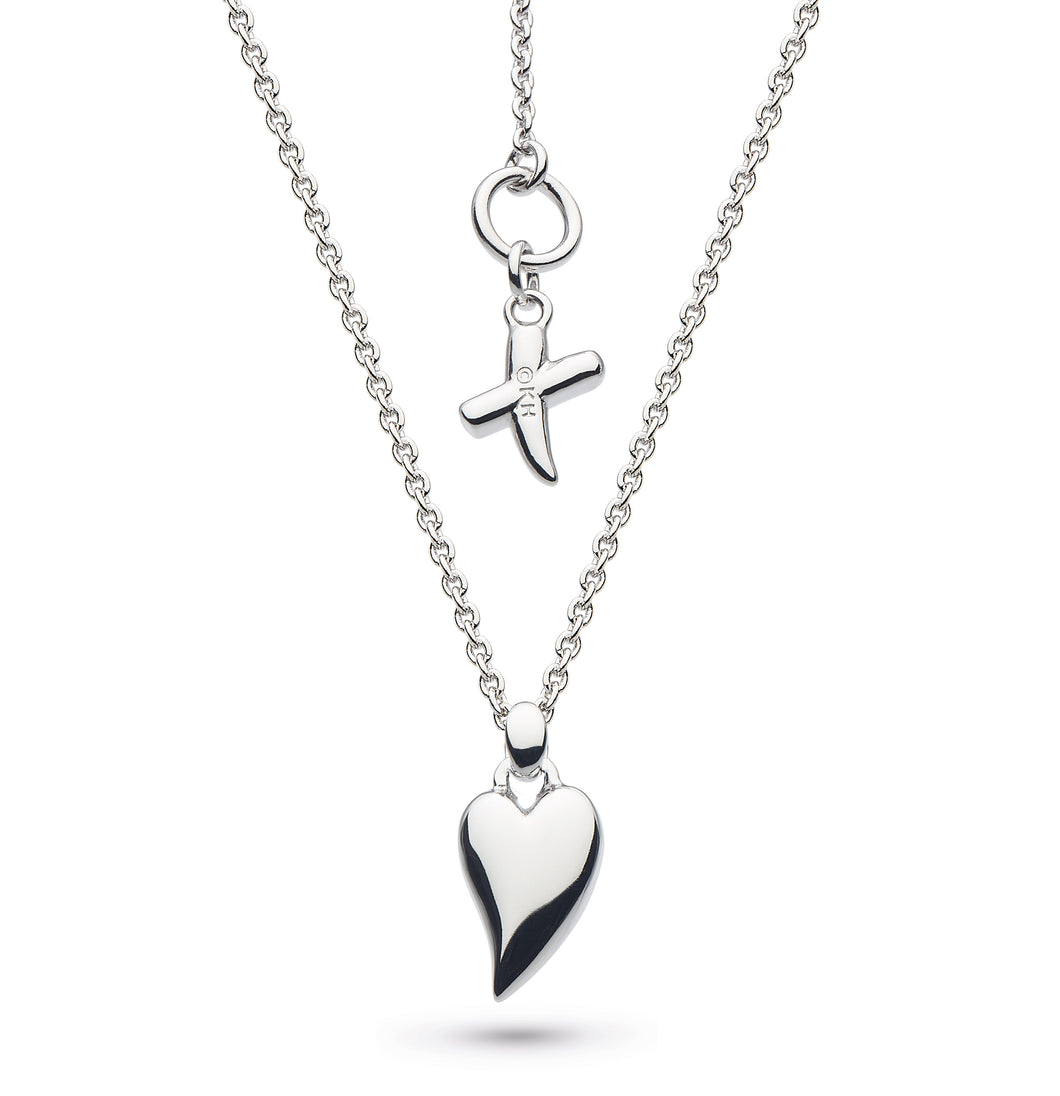 Kit Heath Desire Kiss Rhodium Plate Mini Heart Necklace