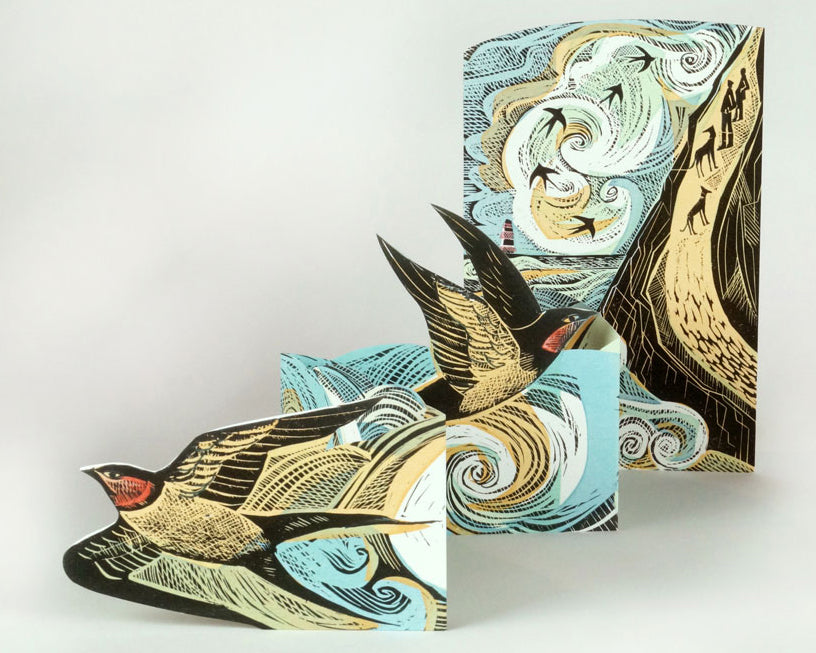 3D folding card - Cornish Swallows