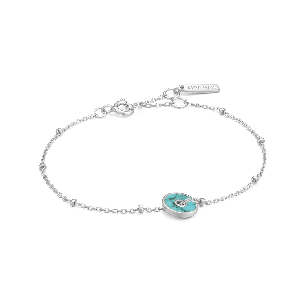 Hidden Gem Turquoise Disc Bracelet - Silver