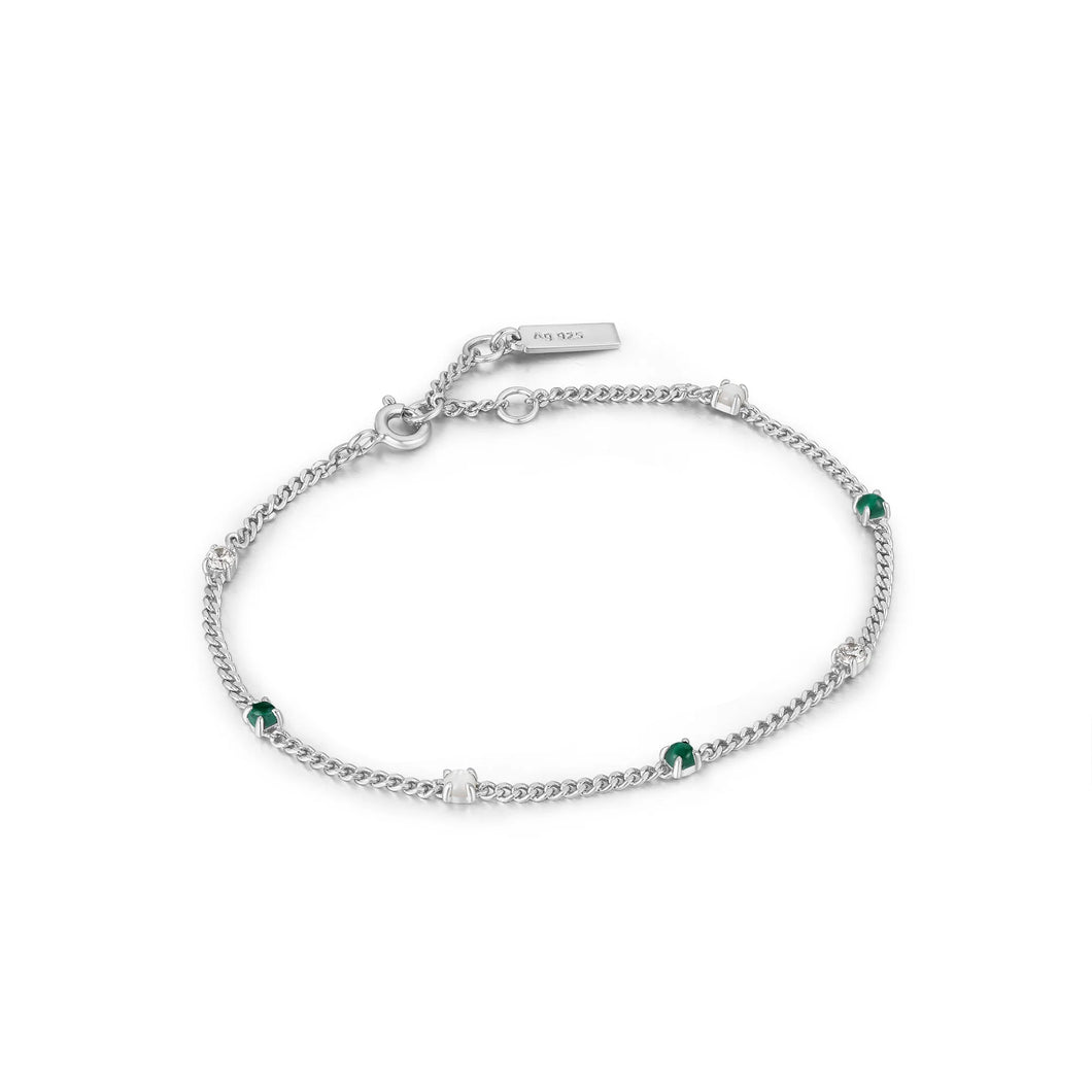 Malachite Chain Bracelet - Silver