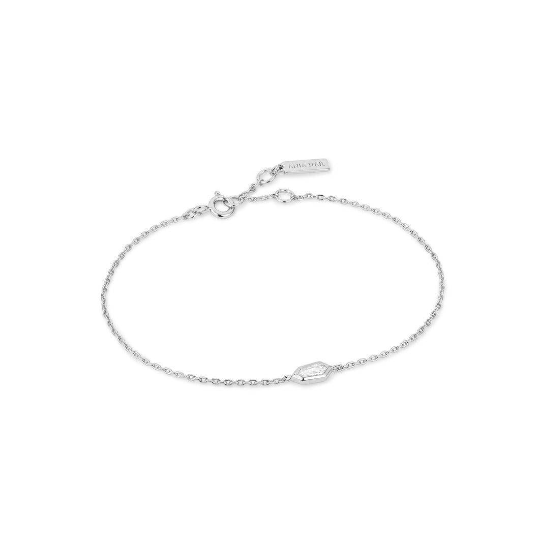 Sparkle Emblem Chain Bracelet - Silver