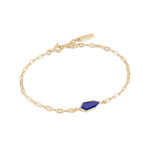 Lapis Emblem Chain Bracelet - Gold