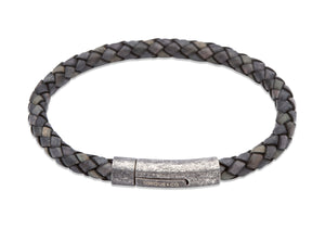 Leather Bracelet with Gunmetal Plated matt Steel Clasp B370