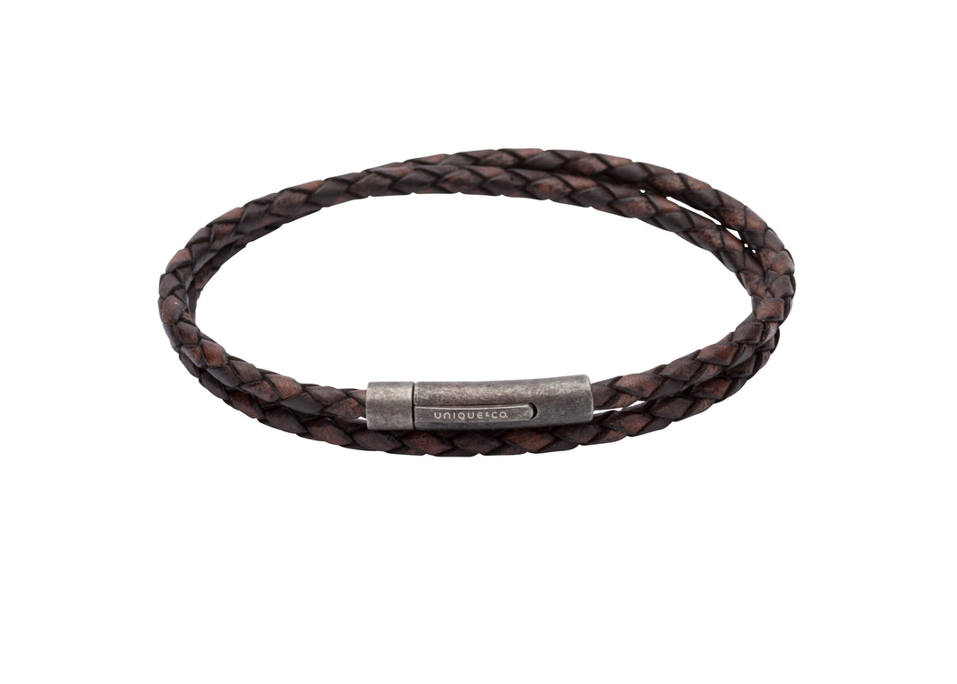 Leather Bracelet with Gun Metal Clasp B369