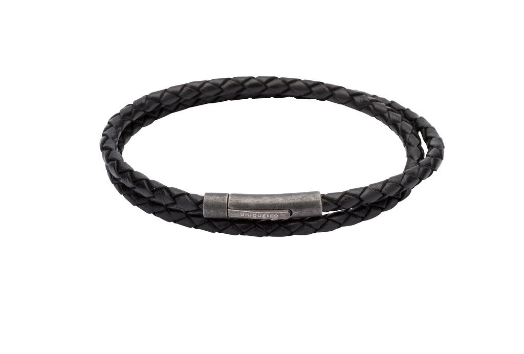 Leather Bracelet with Gun Metal Clasp B369