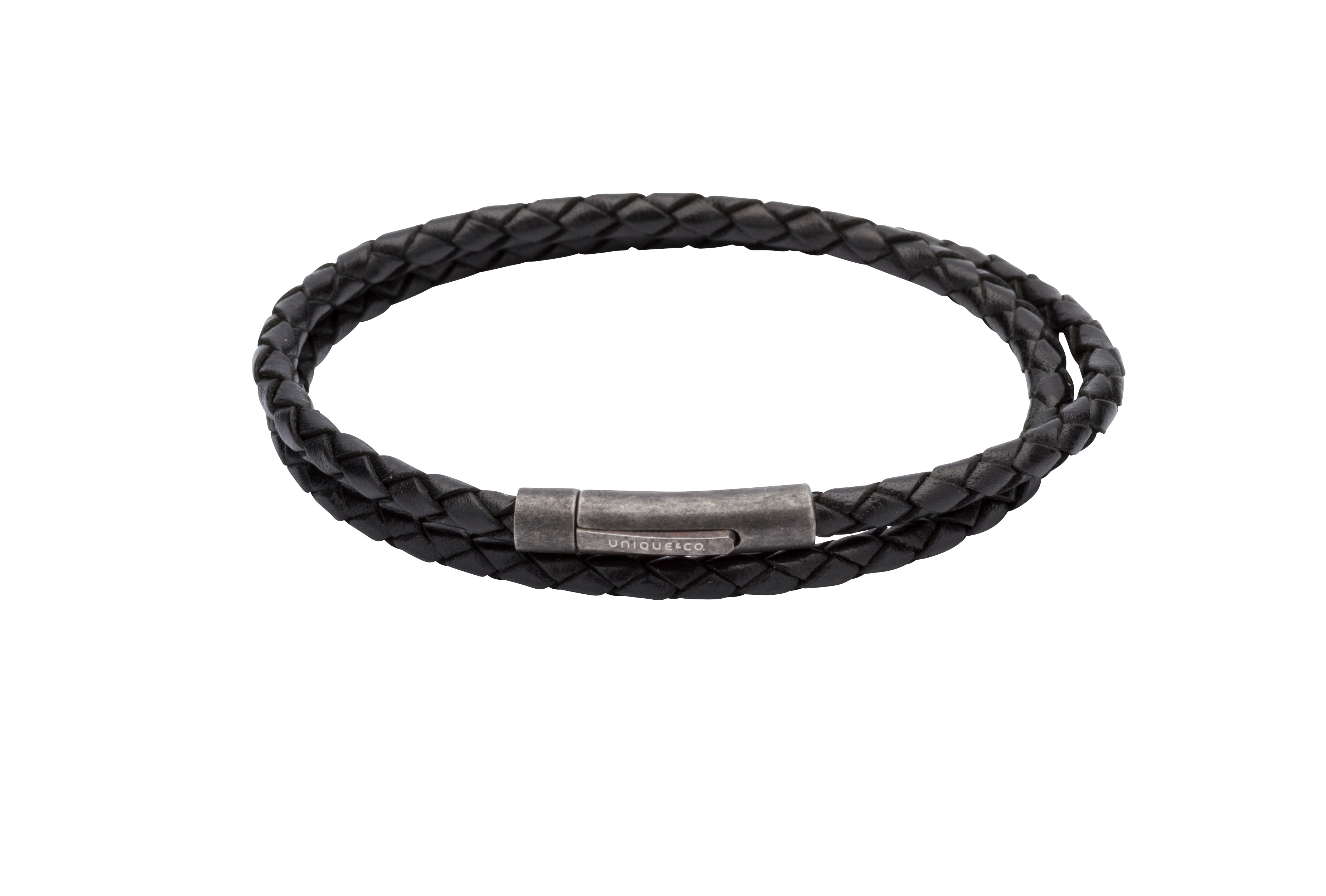 Leather Bracelet with Gun Metal Clasp B369