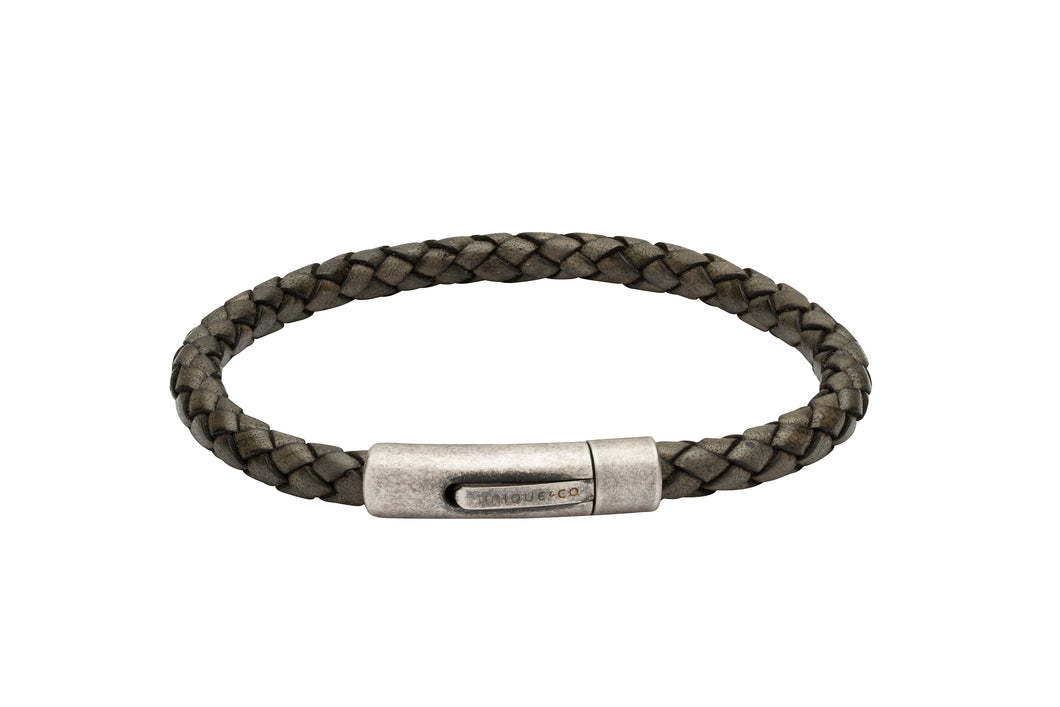 Leather Bracelet with Antique IP Plated Steel Clasp B370