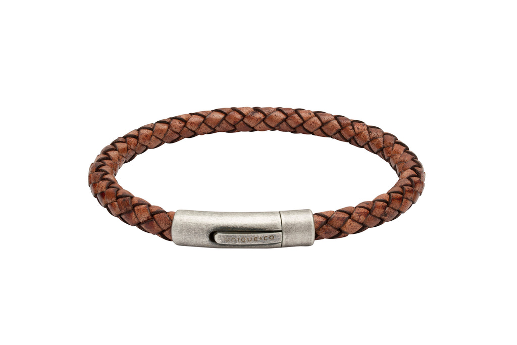 Leather Bracelet with Antique IP Plated Steel Clasp B370