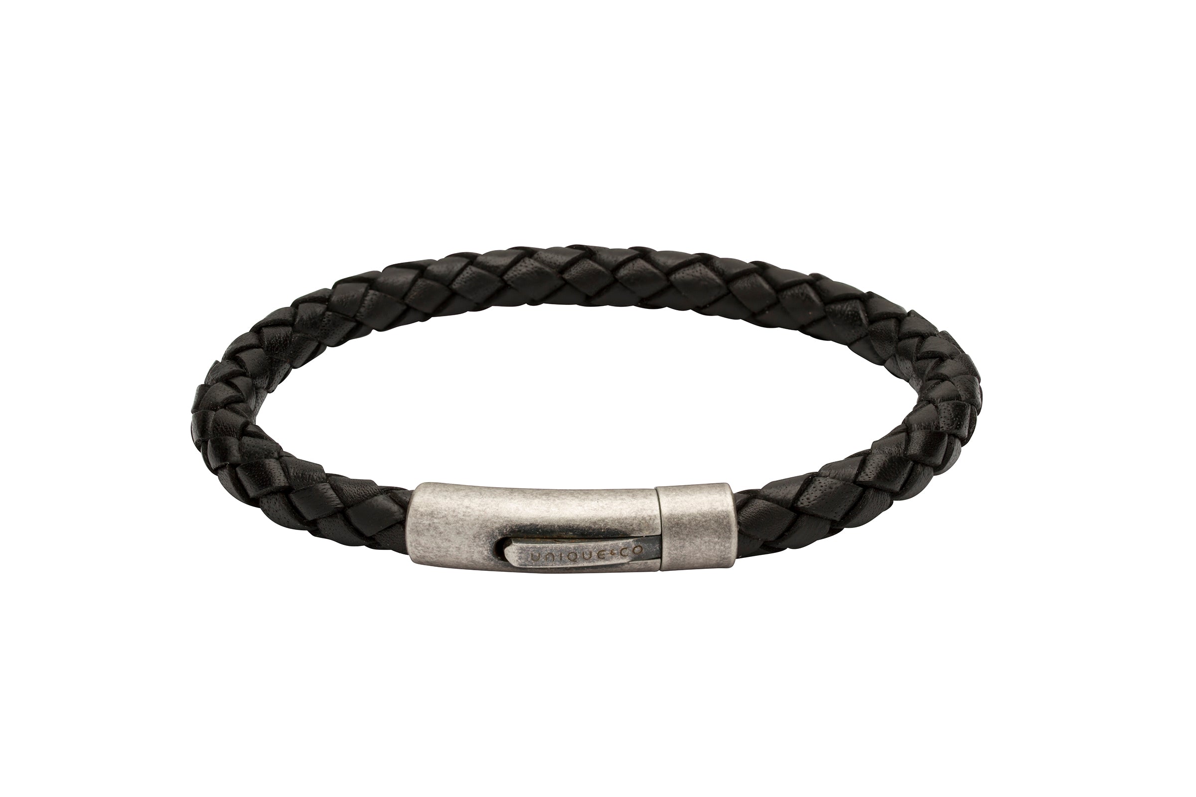 Leather Bracelet with Antique IP Plated Steel Clasp B370