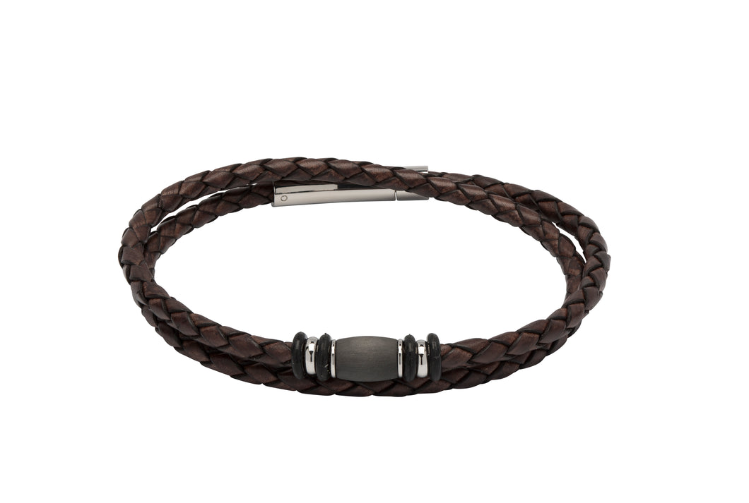 Leather Bracelet with Stainless Steel Clasp B402