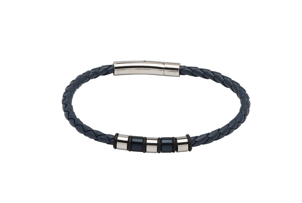 Leather Bracelet with Stainless Steel Clasp B405