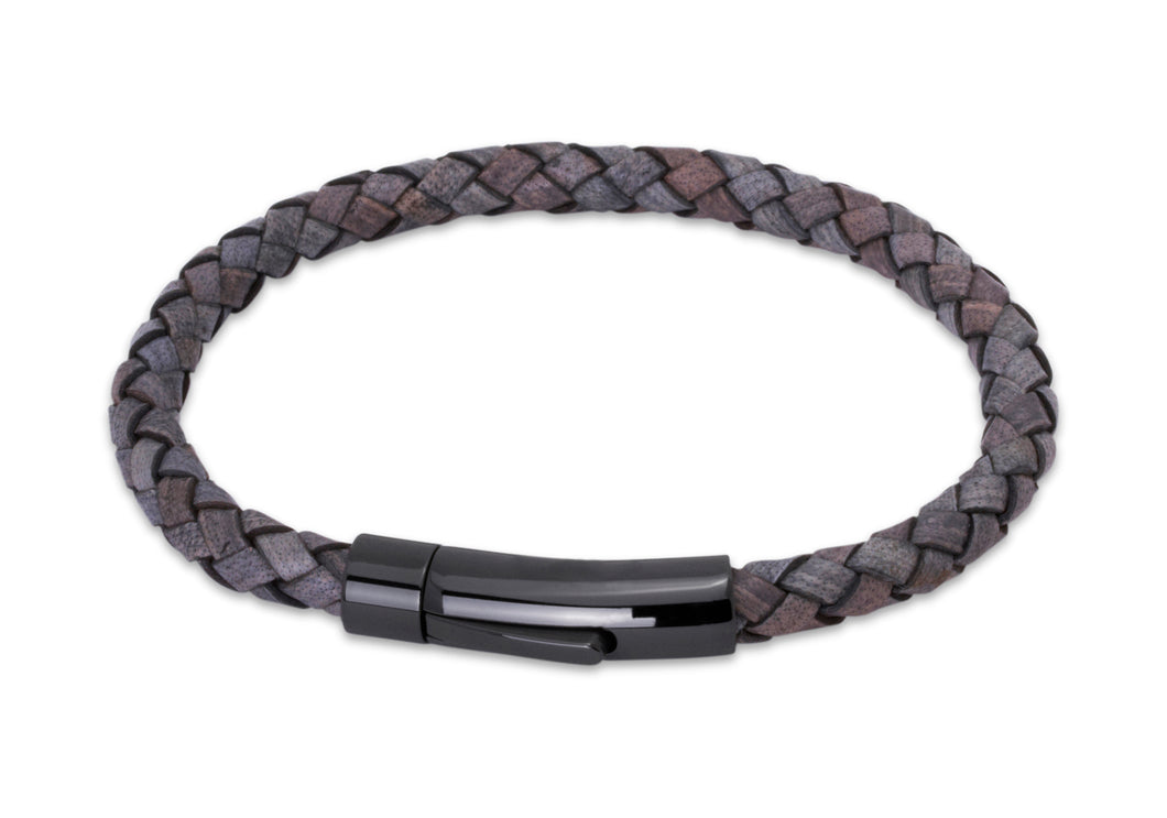 Leather Bracelet with Black Steel Clasp B61/b493