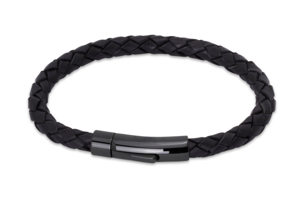 Leather Bracelet with Black Steel Clasp B61/b493