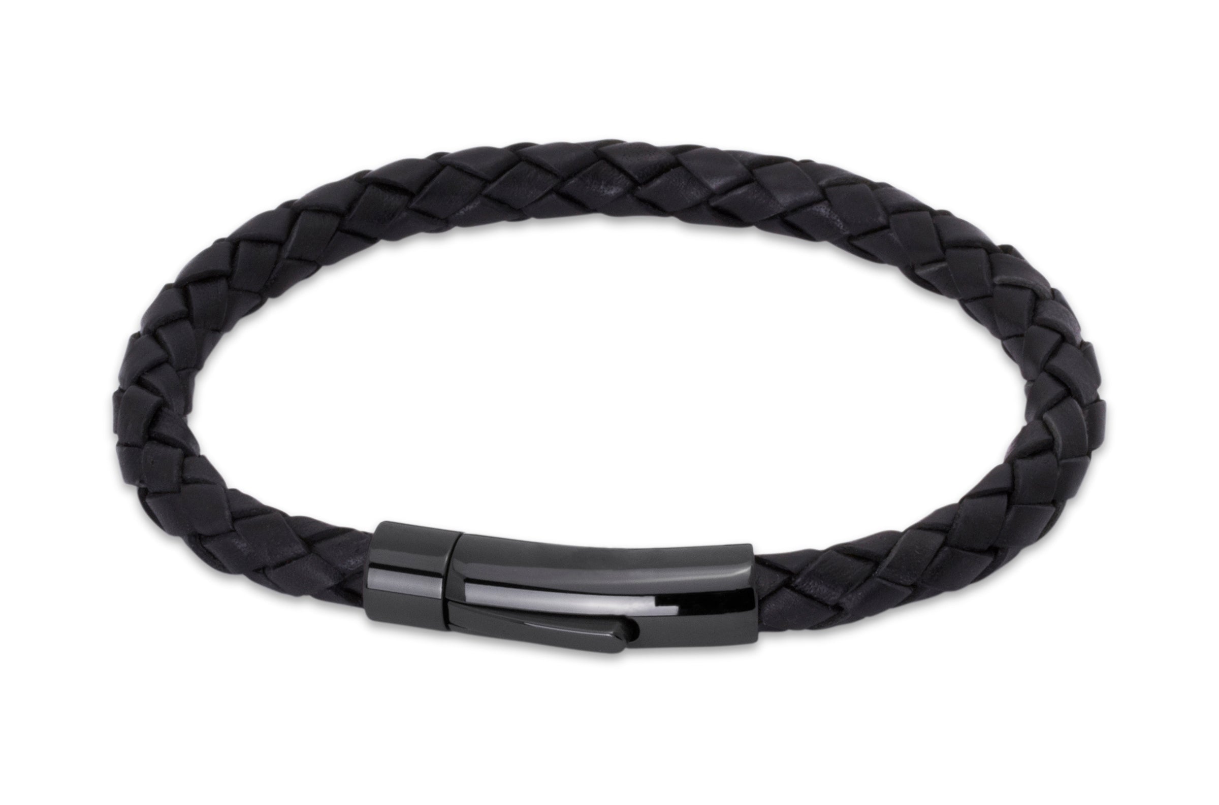 Leather Bracelet with Black Steel Clasp B61/b493
