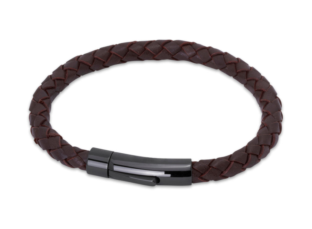 Leather Bracelet with Black Steel Clasp B61/b493