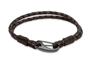 Leather Bracelet with Black IP plated Steel Shrimp Clasp  B86
