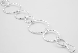 Hammered Solid Circles Bracelet with Hook for fastening