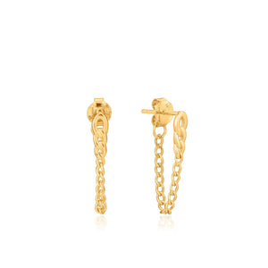 Curb Chain Stud Earrings - Gold