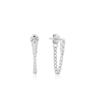 Curb Chain Stud Earrings - Silver