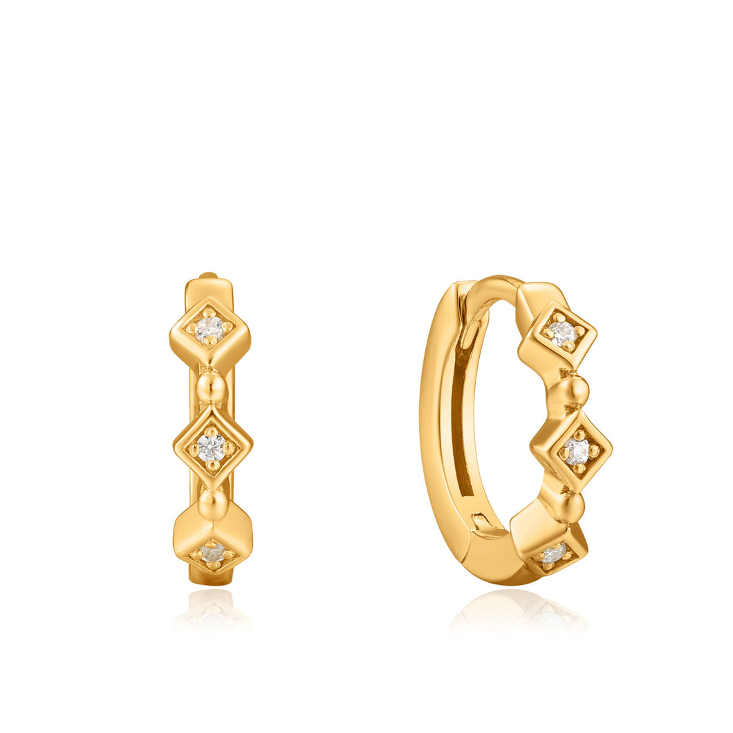 Sparkle Huggie Hoop Earrings - Gold