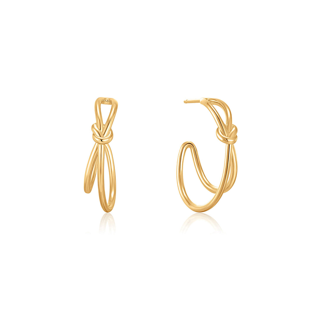 Knot Stud Hoop Earrings - Gold