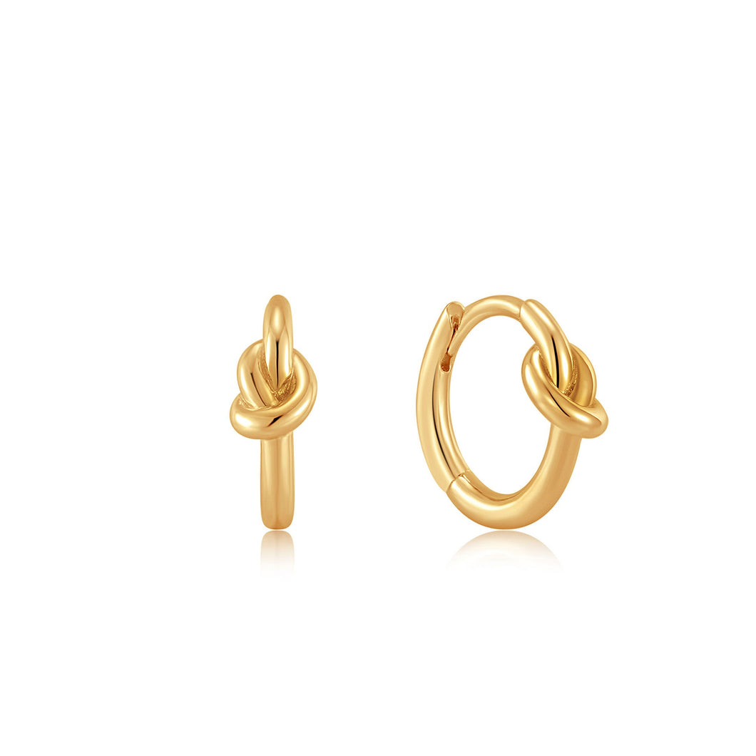 Knot Huggie Hoop Earrings - Gold